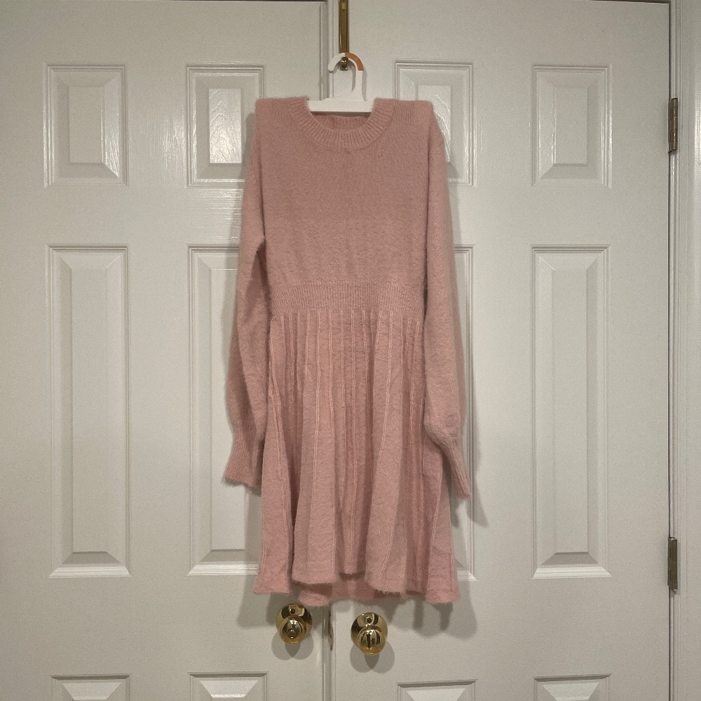 Fuzzy Pink Dress Sweater